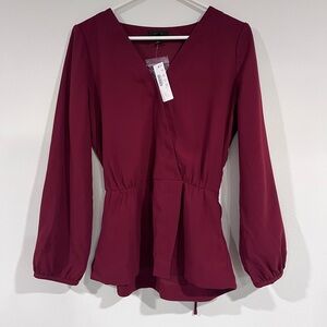 J. Crew Burgundy V-Neck Blouse Size 4T NWT